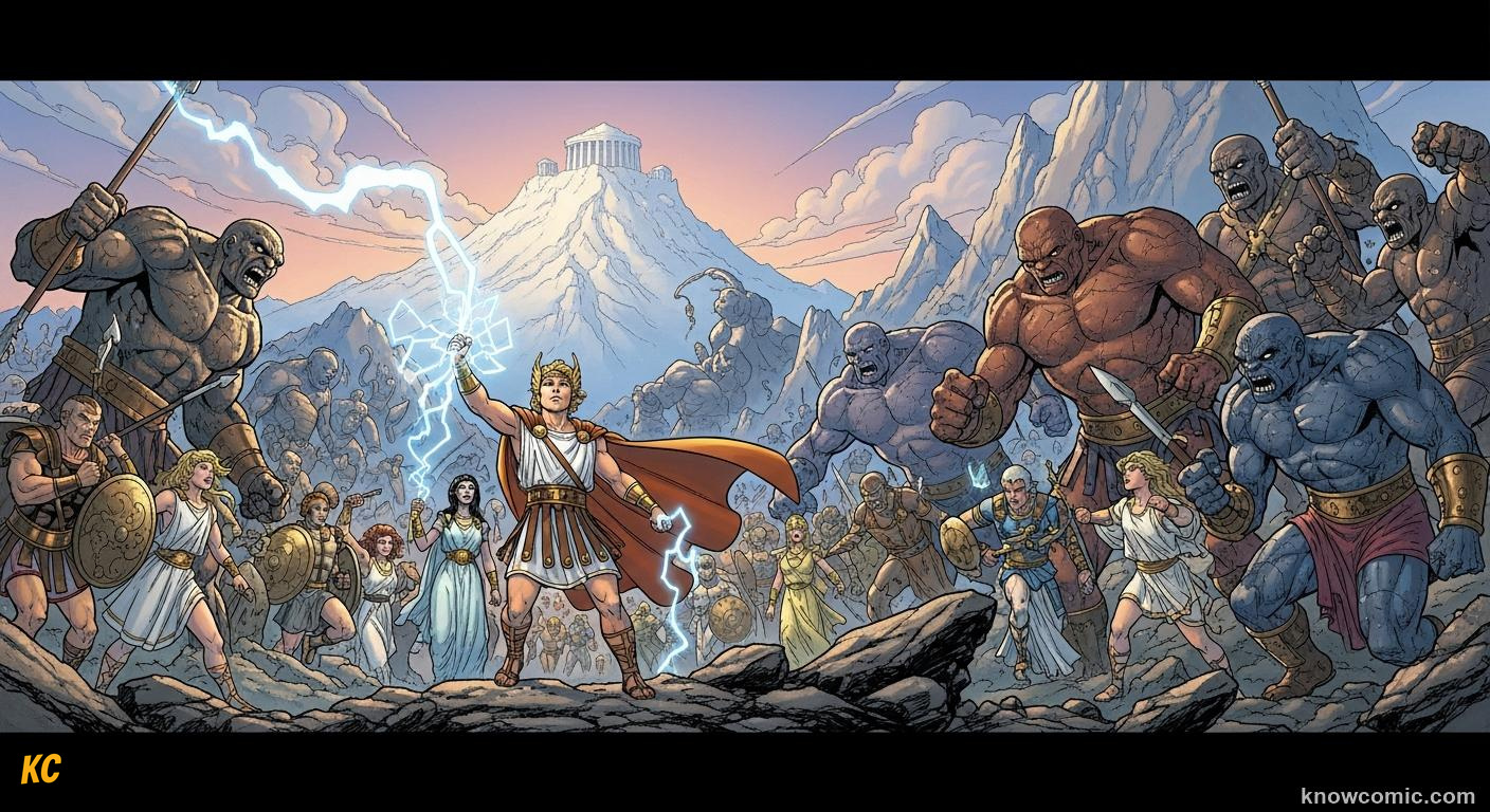 Baby Zeus hidden in a Cretan cave as the Titans search for him