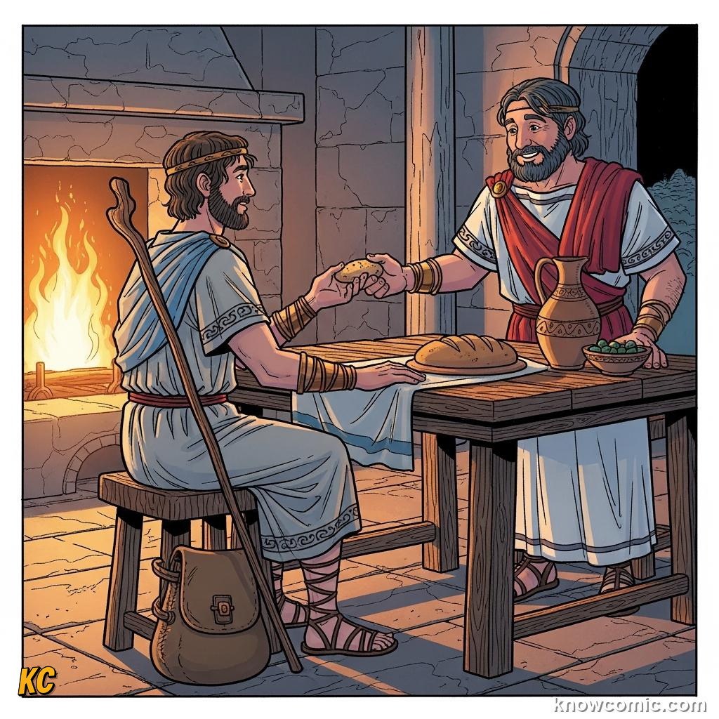 Zeus as protector of strangers and guests at a roadside altar