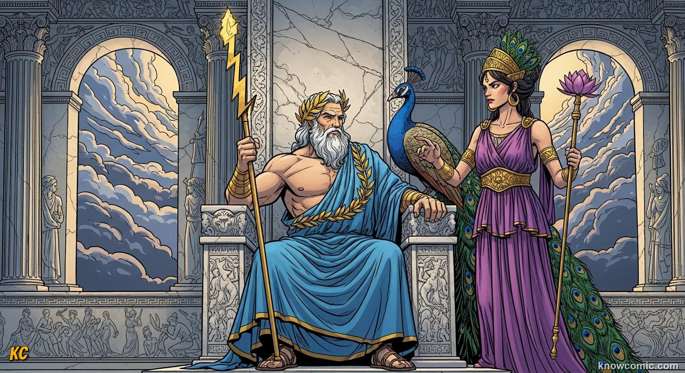 Hera as queen of Olympus representing marriage and civic order