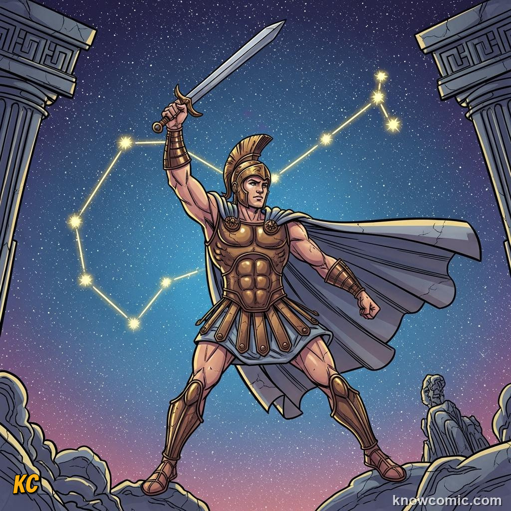 The Perseus constellation visible in the night sky among the stars
