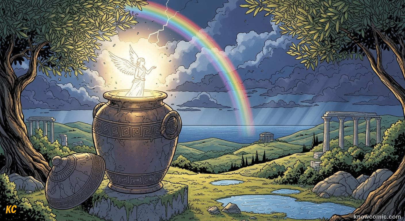 A tiny glowing spirit called Elpis Hope remaining inside the closed jar