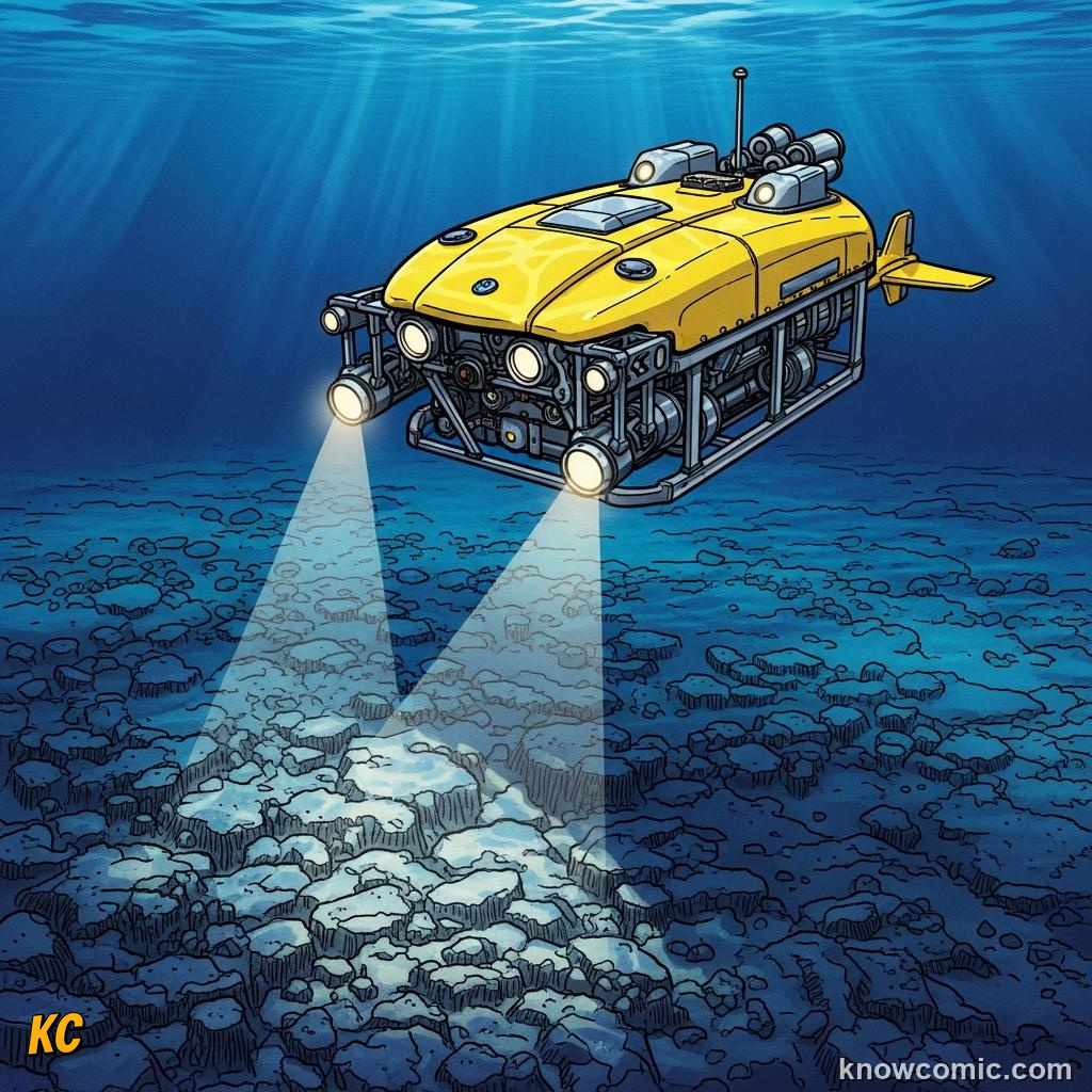 Sonar and AUV technology mapping the hidden ridges and trenches of the deep ocean floor
