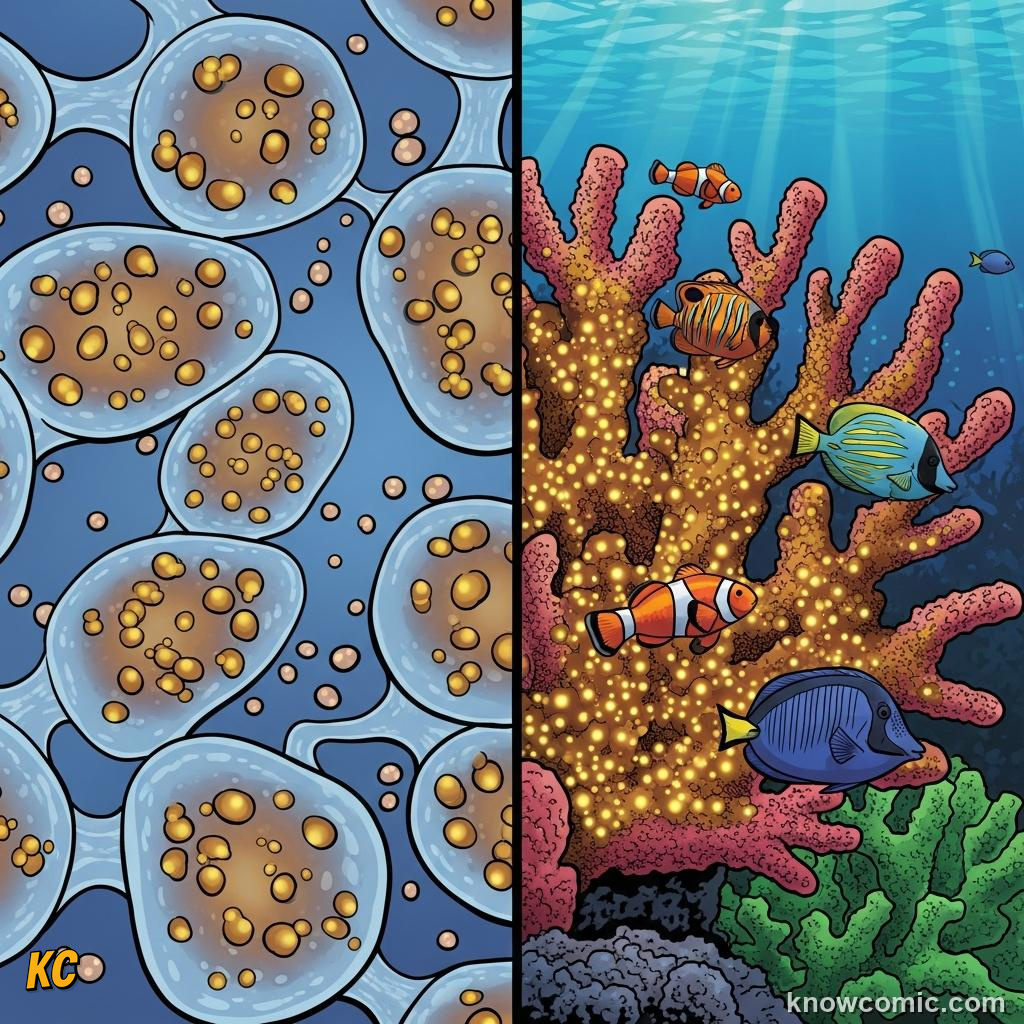 Coral polyps catching plankton while algae provide up to 90 percent of their energy