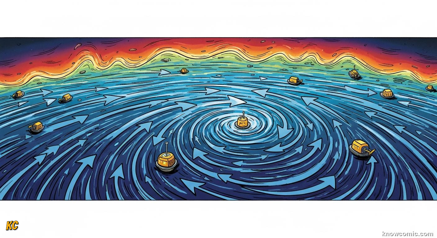 Ocean currents as invisible highways storing heat and absorbing carbon dioxide from air