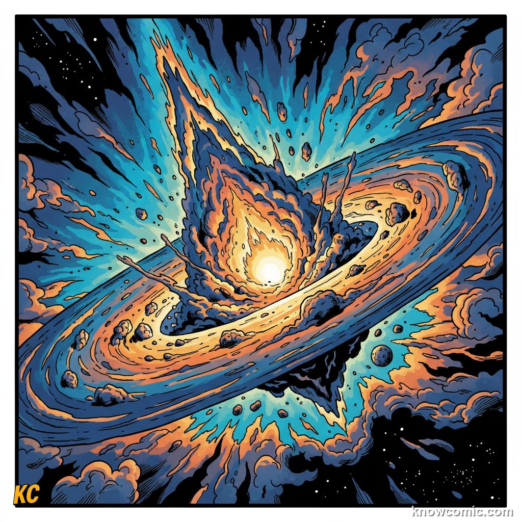 A spinning nebula cloud of gas and dust collapsing under gravity to form the solar system 4.6 billion years ago