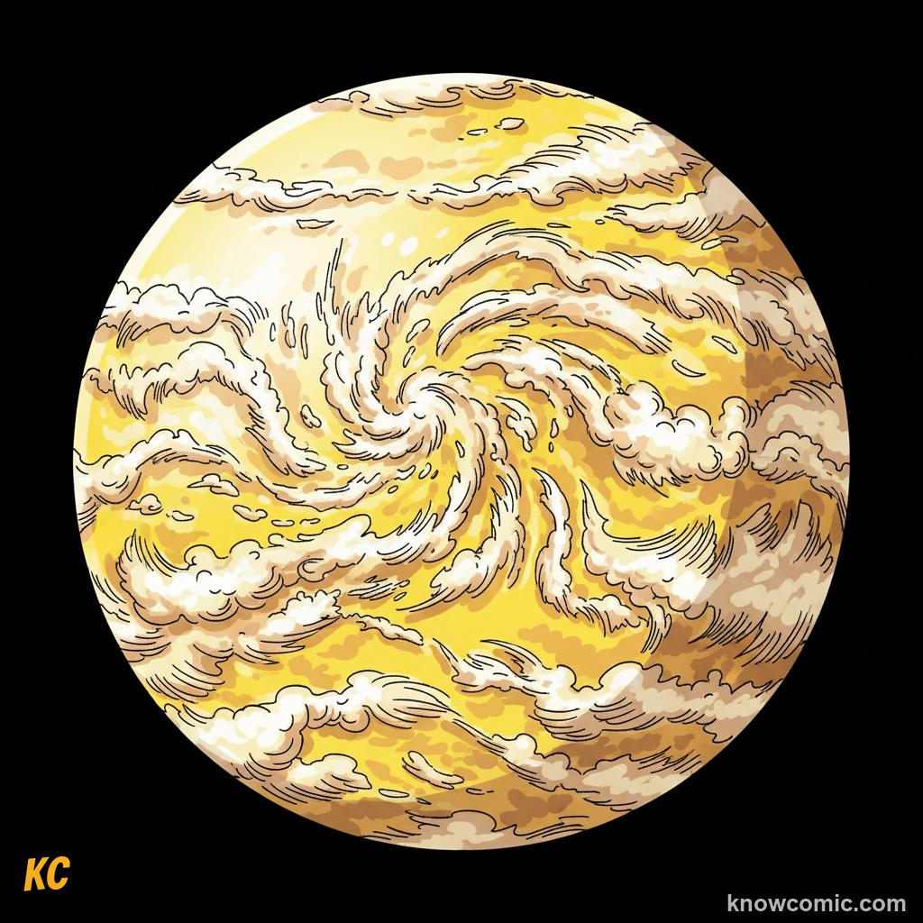 Venus: the hottest planet in the solar system, shrouded in thick toxic clouds that trap all heat