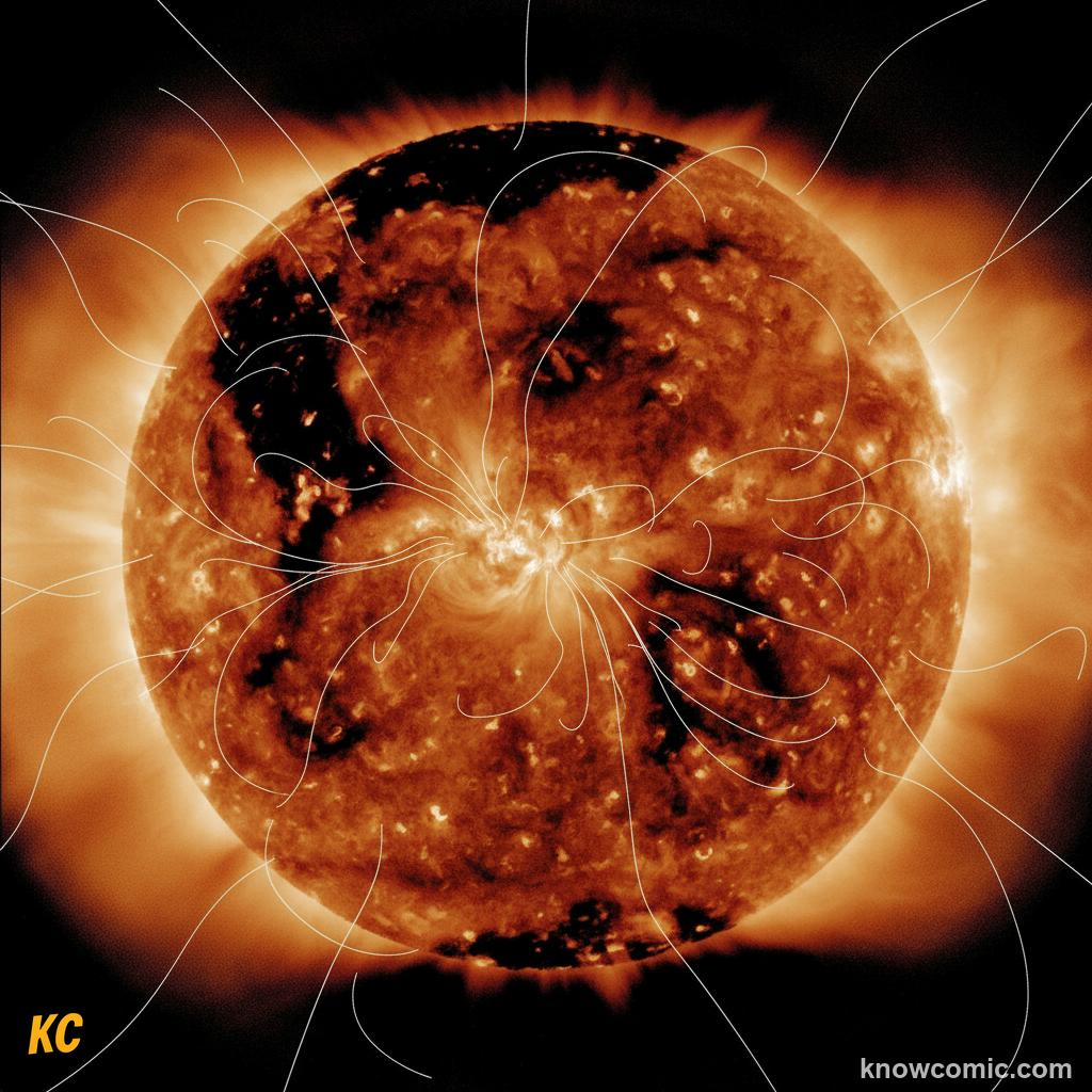 Dark sunspots on the Sun caused by strong magnetic fields creating cooler regions