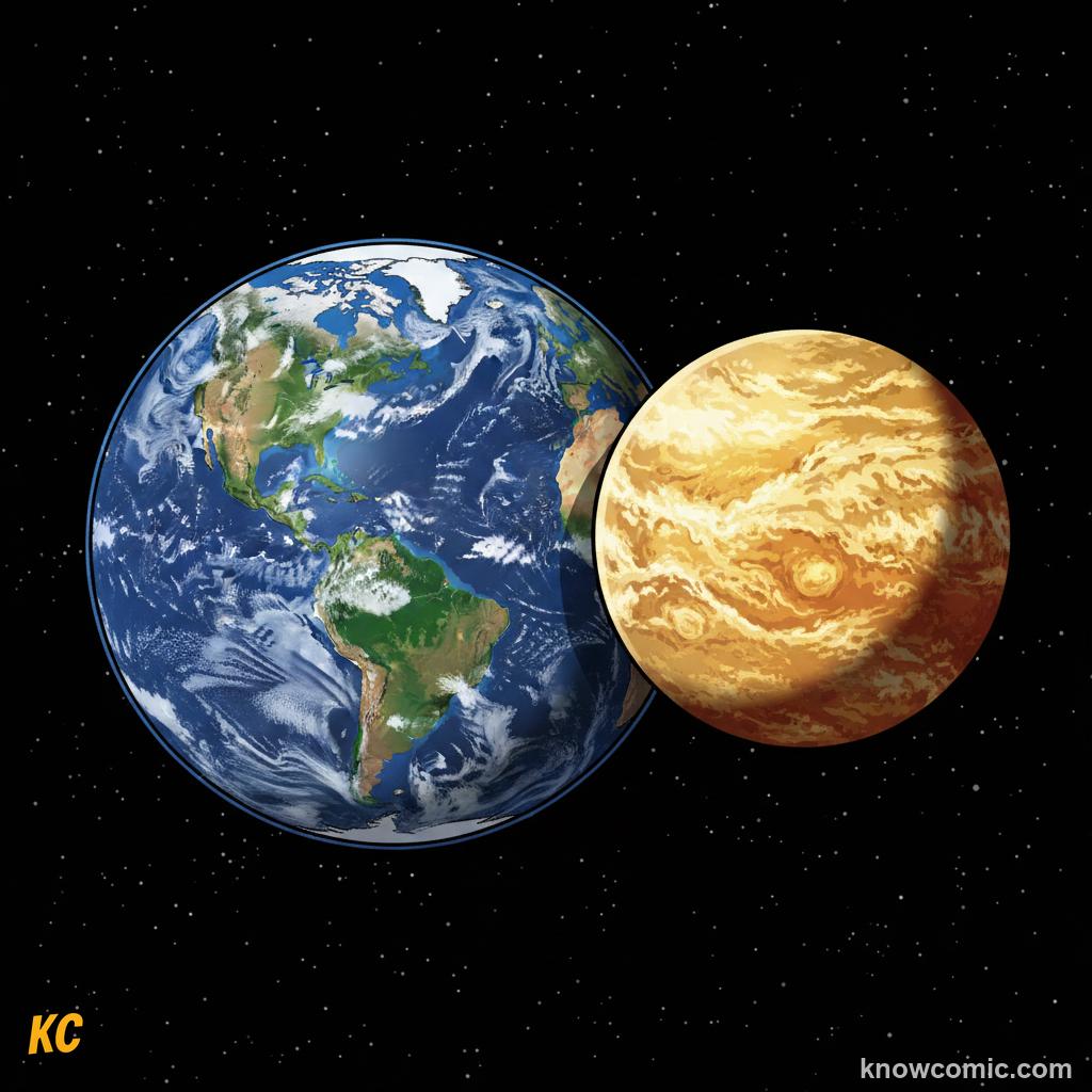 Venus and Earth size comparison: Venus is about 95% the size of Earth with similar gravity