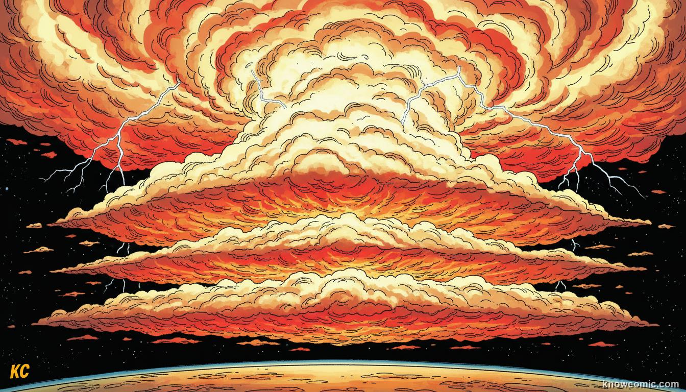 Venus greenhouse effect: thick carbon dioxide and sulfuric acid clouds trapping all heat inside