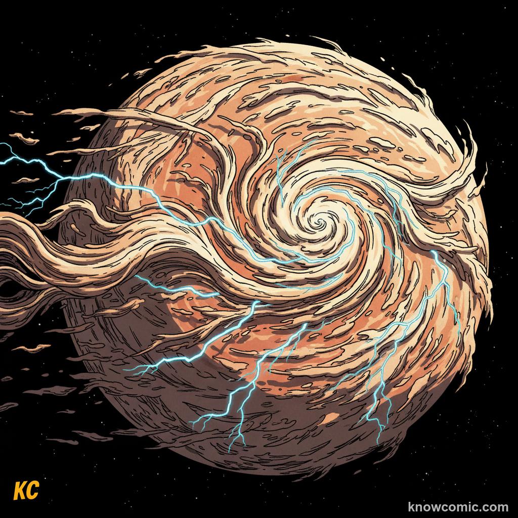 Thick sulfuric acid clouds around Venus creating winds hundreds of kilometres per hour