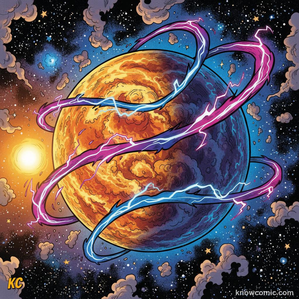 Venus spinning backwards (retrograde rotation) compared to most other planets
