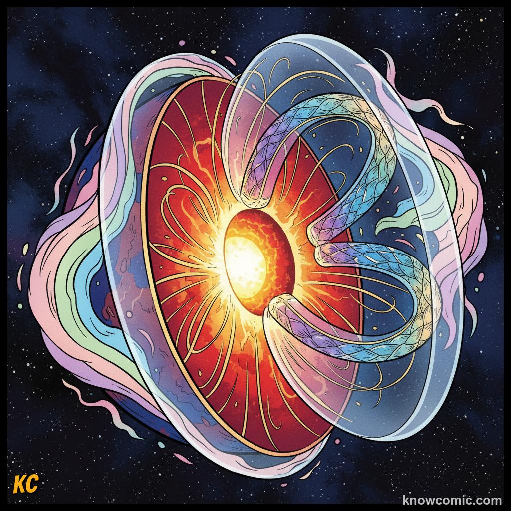 Earth's magnetic field generated by the molten iron core, blocking dangerous solar wind