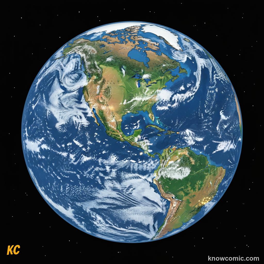Earth's green continents: 30% of the surface covered with forests, mountains, and deserts