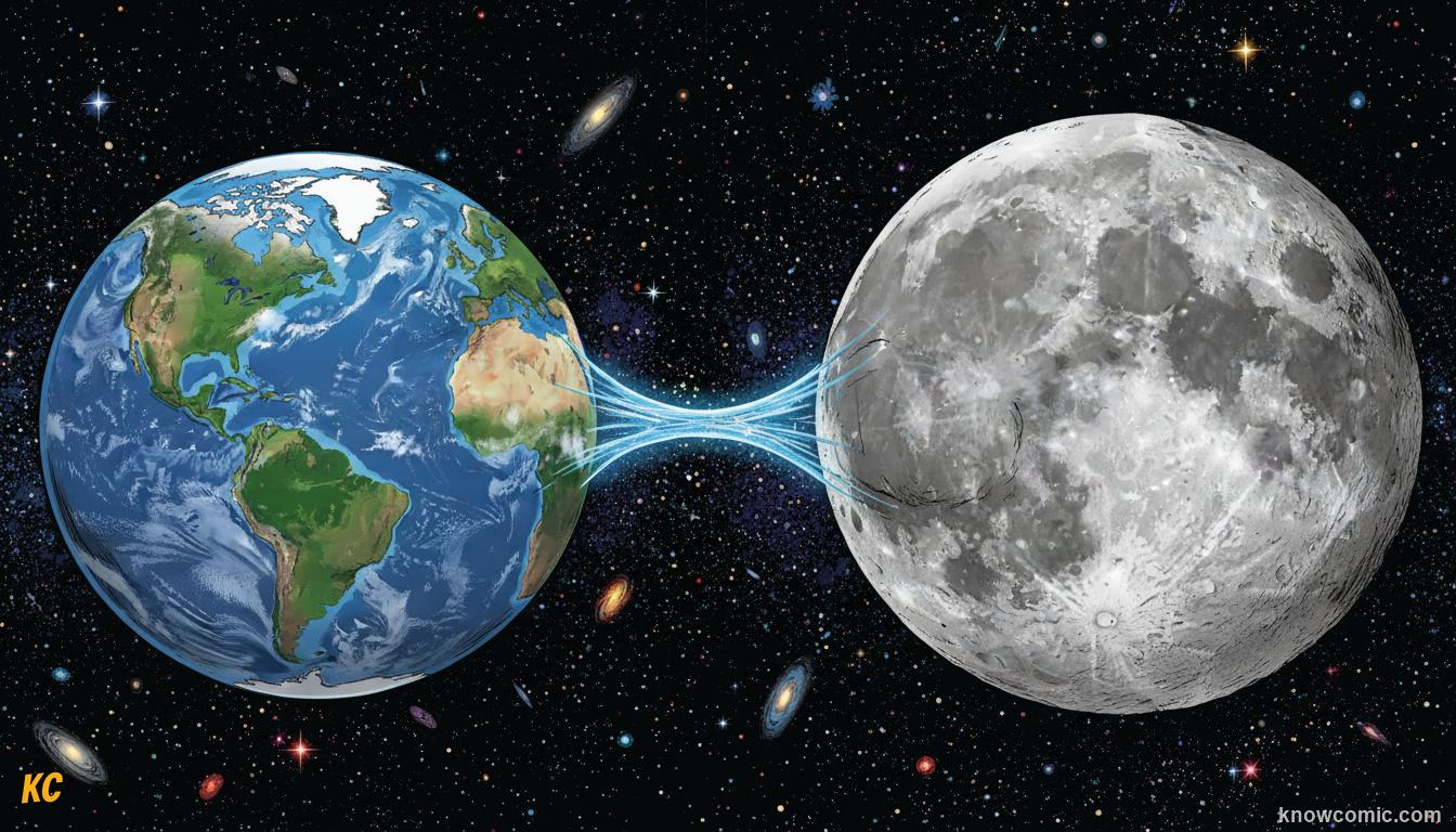 Earth and its Moon: the Moon's gravity creates ocean tides that shaped billions of years of life