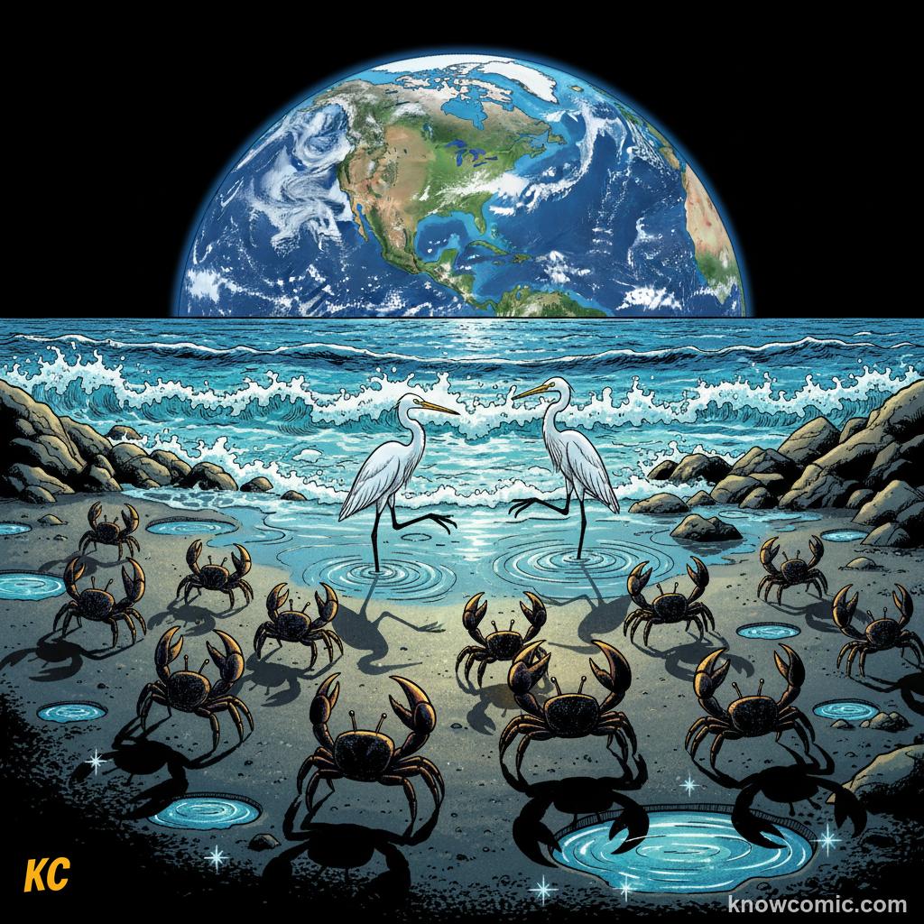 Marine life evolved with tidal rhythms: crabs, fish, and other creatures following tidal cycles
