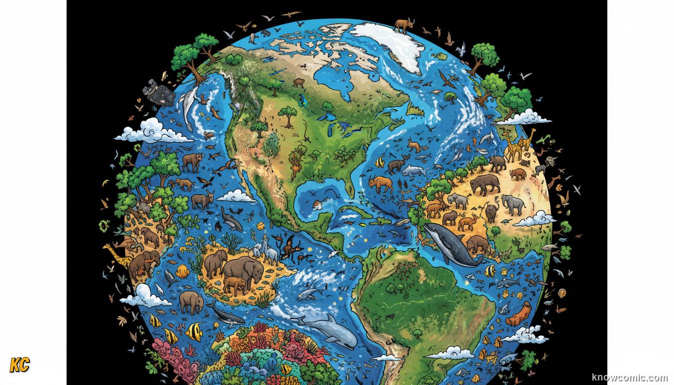 Earth biosphere: over 8 million species from coral reefs to rainforests to polar ice caps
