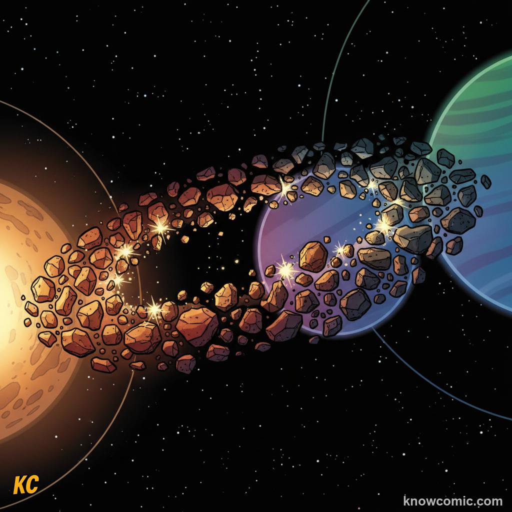 The asteroid belt between Mars and Jupiter shaped by Jupiter's powerful gravitational influence