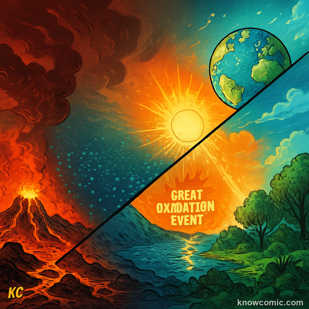 Geological timeline showing how oxygen gradually filled Earth's atmosphere over 2 billion years
