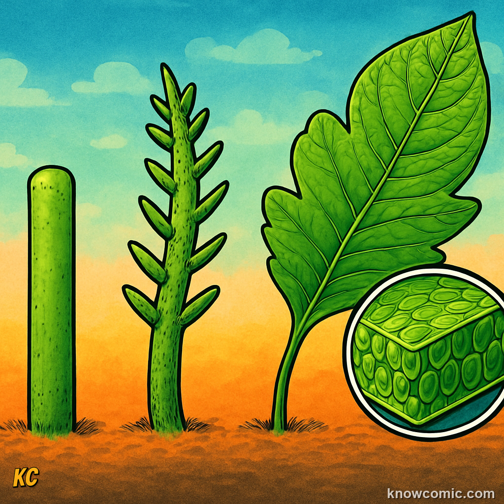 Flat leaf structure maximising sunlight capture for photosynthesis in early land plants