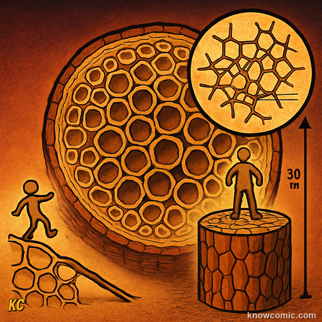 Lignin polymer creating rigid wood structure allowing early plants to grow tens of metres tall
