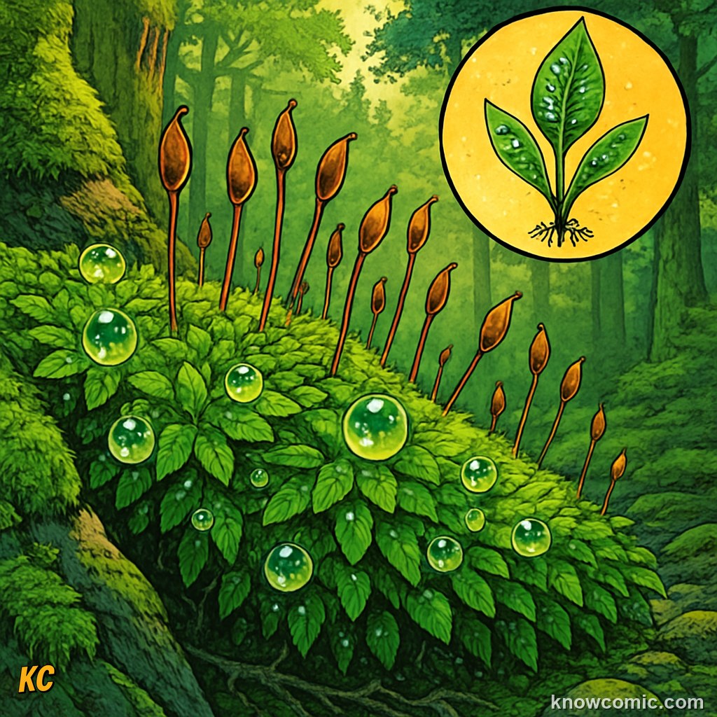 Modern mosses growing on rocks representing 470 million years of plant evolution