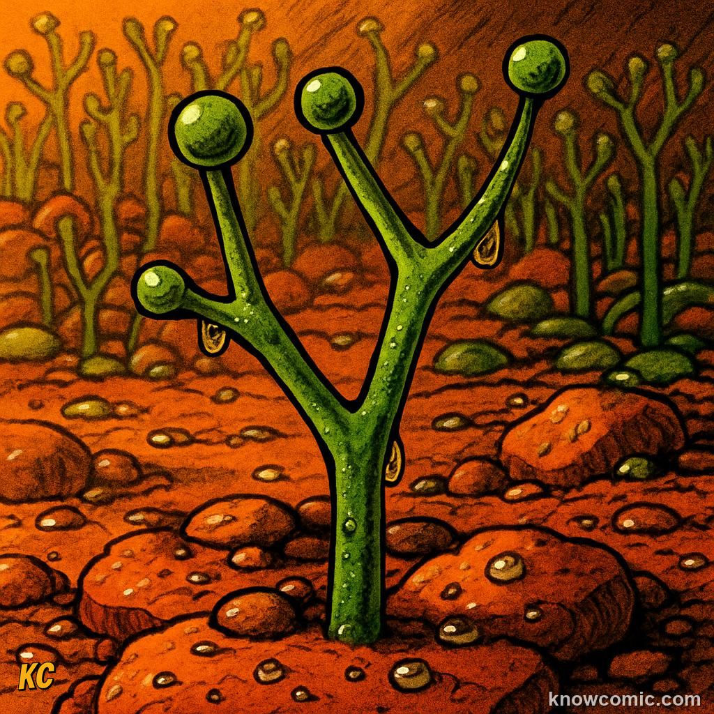 Cooksonia plant specimens as the first vascular plant only ten centimetres tall with no leaves