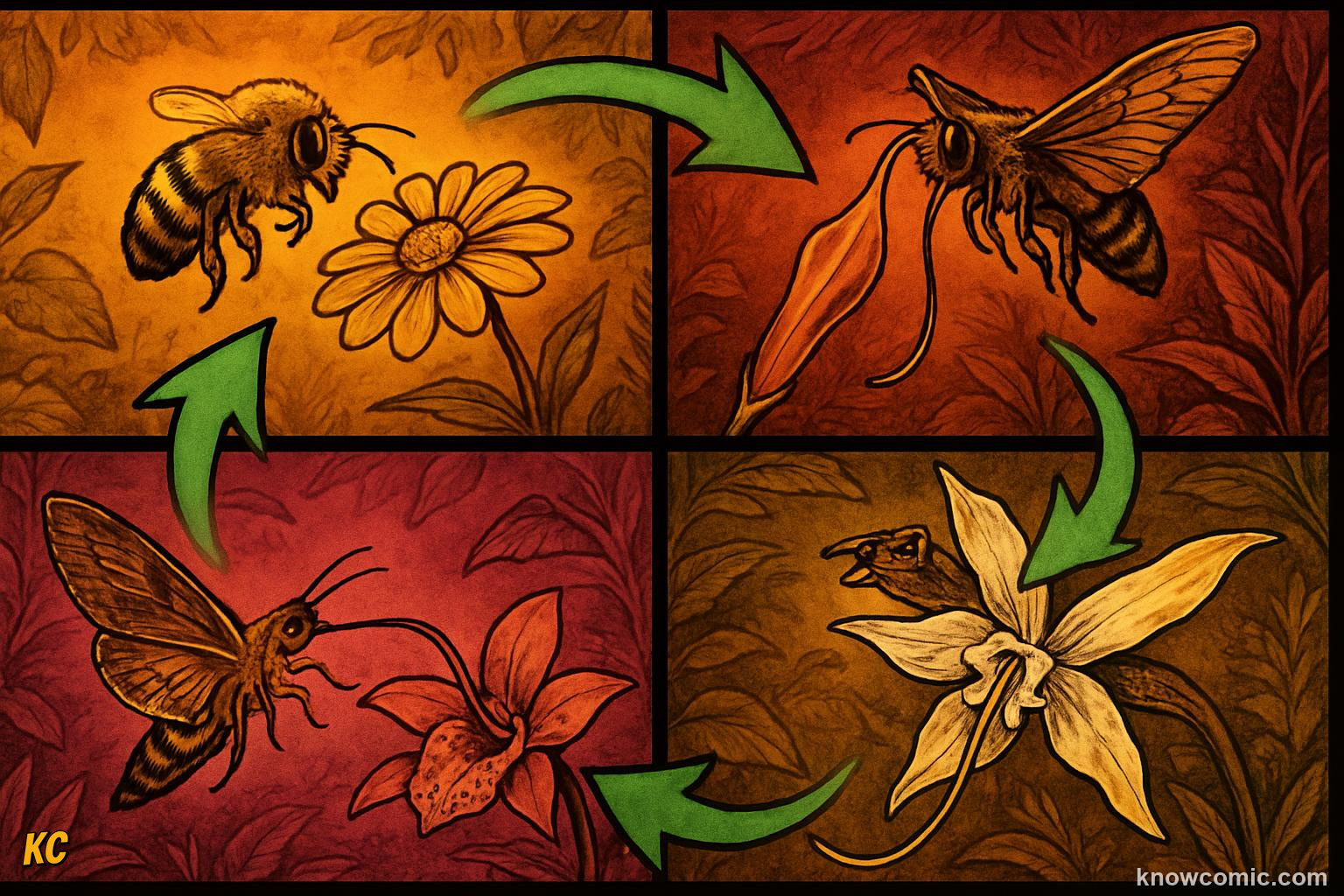 Flowers and insects sculpting each other's bodies over millions of years through co-evolution
