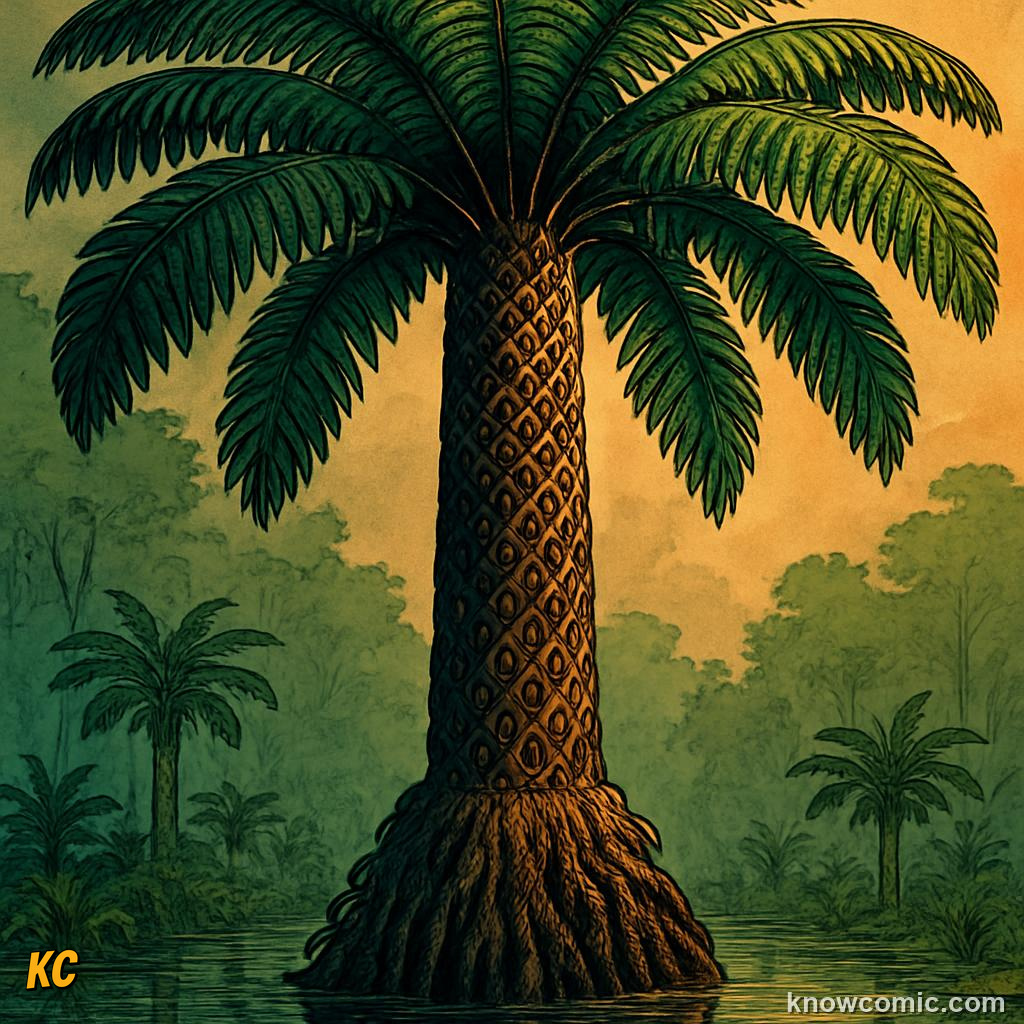 Psaronius giant tree fern ten metres tall with a trunk fifty centimetres wide
