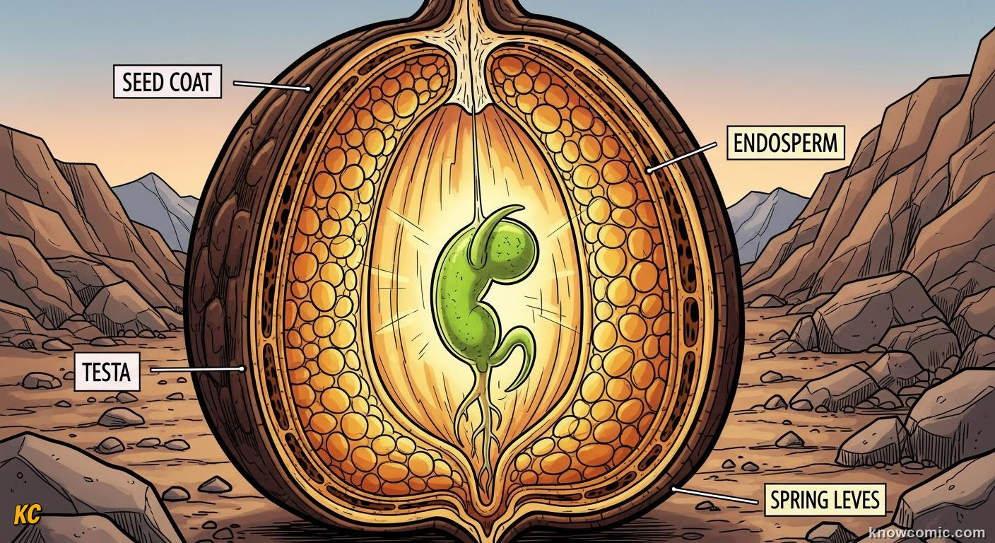 Cross-section diagram of a seed showing embryo plant food store endosperm and protective seed coat