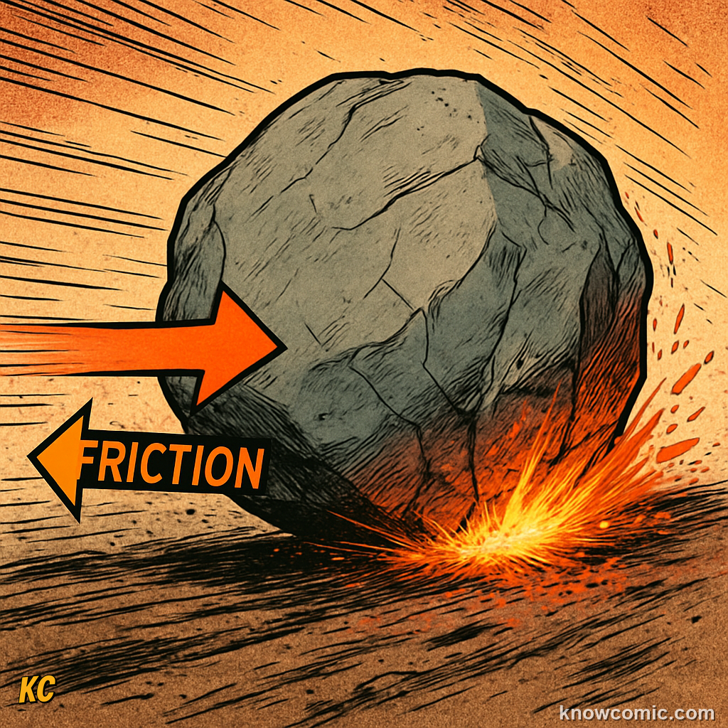 Kinetic friction acting on a sliding object — this type occurs while surfaces are moving past each other and is always less than static friction on the same surfaces