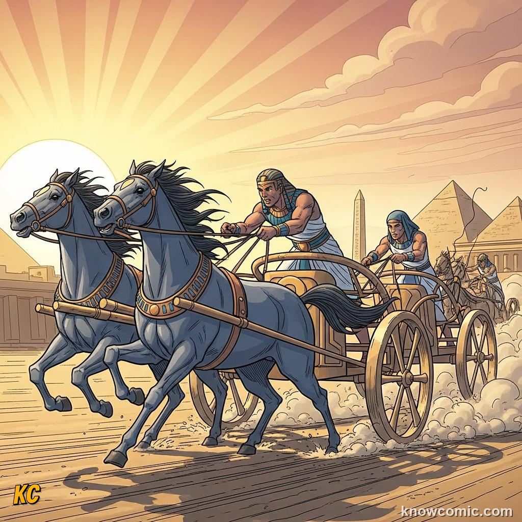 Lightweight spoked wheel carved for speed on a racing chariot