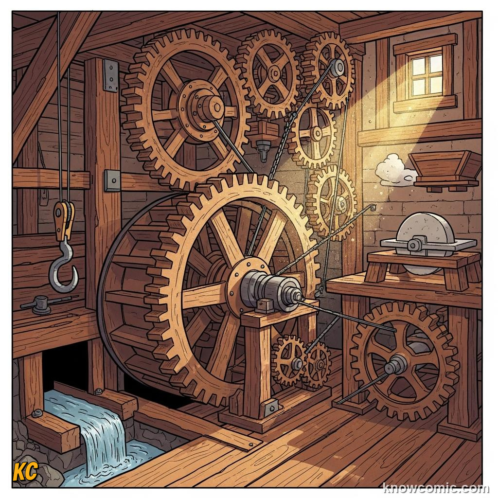 Toothed gear wheels meshing together to transfer speed and torque