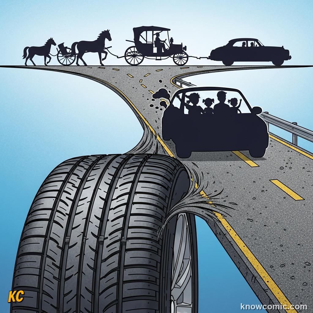 Rubber tyre gripping road surface showing friction and modern wheel design
