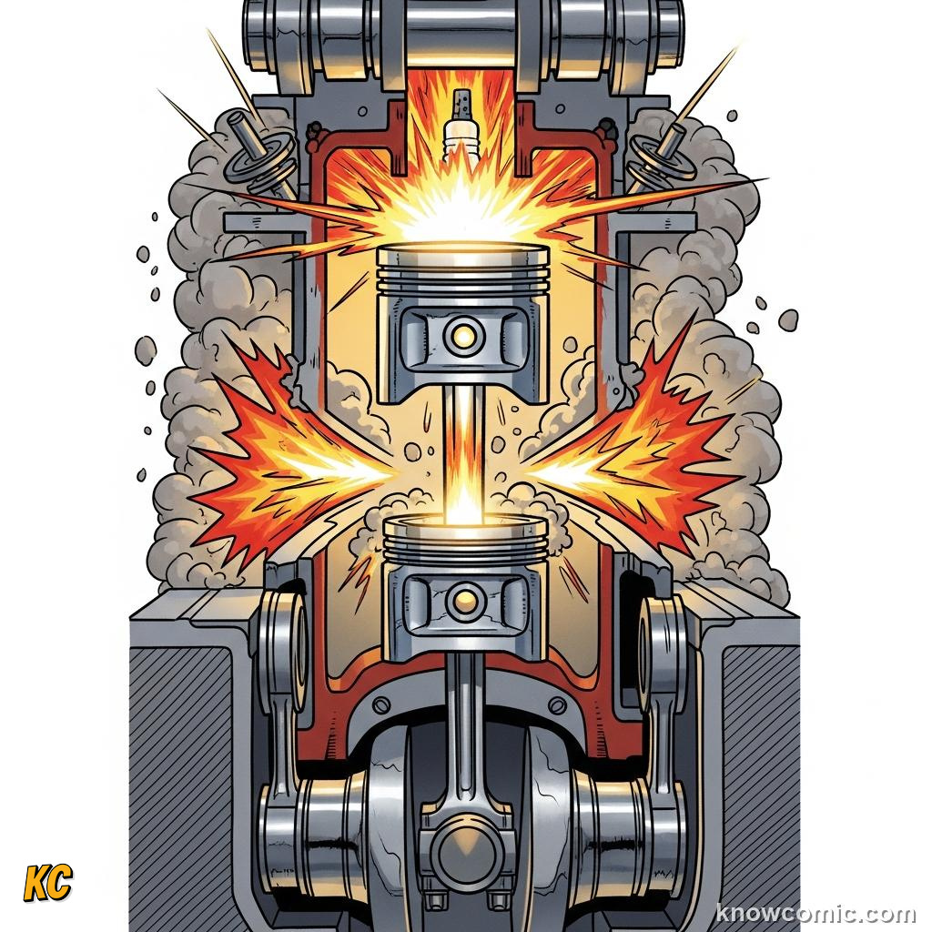 Pistons firing in cylinders inside a car engine controlled explosions