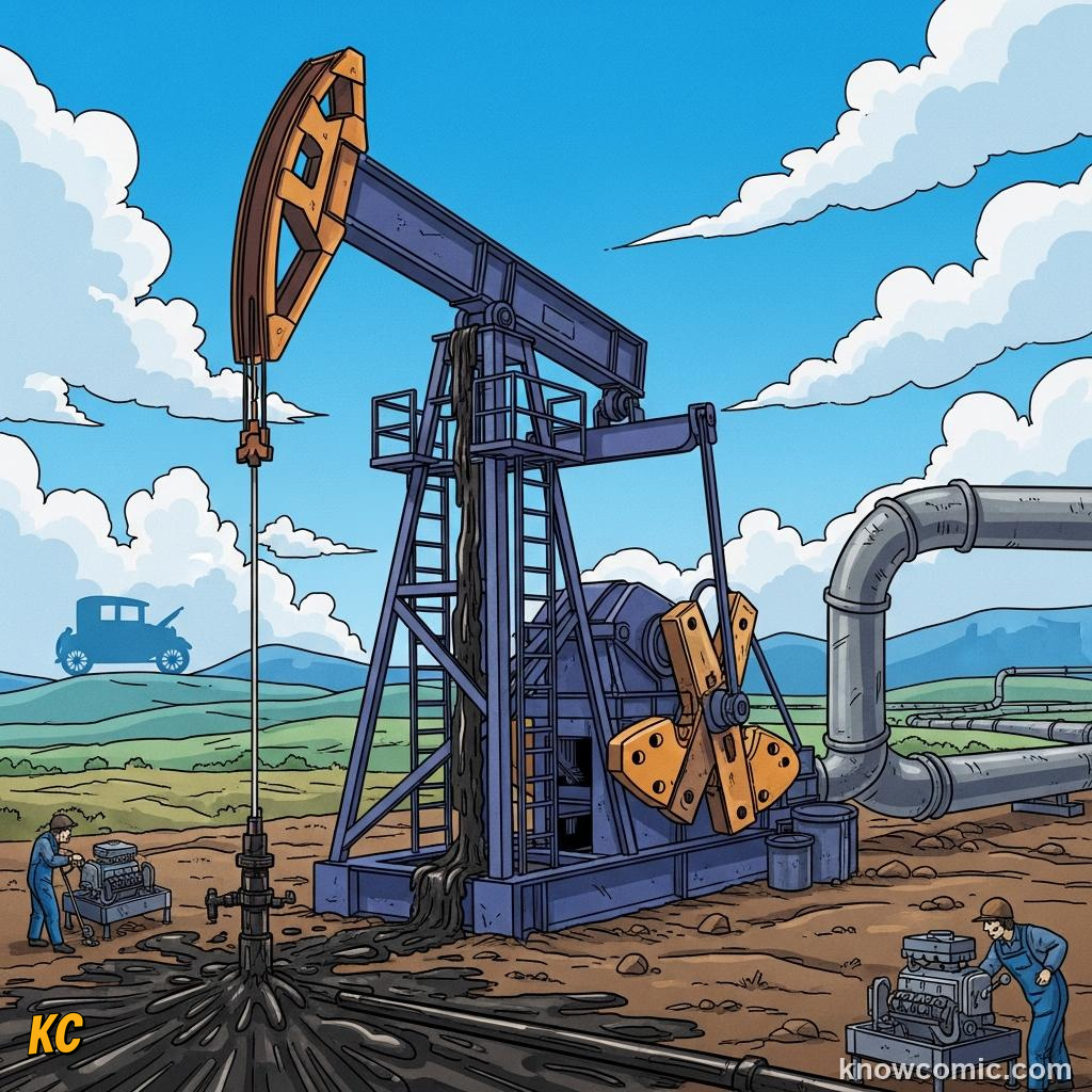 Oil refinery processing crude oil into petrol and diesel for cars