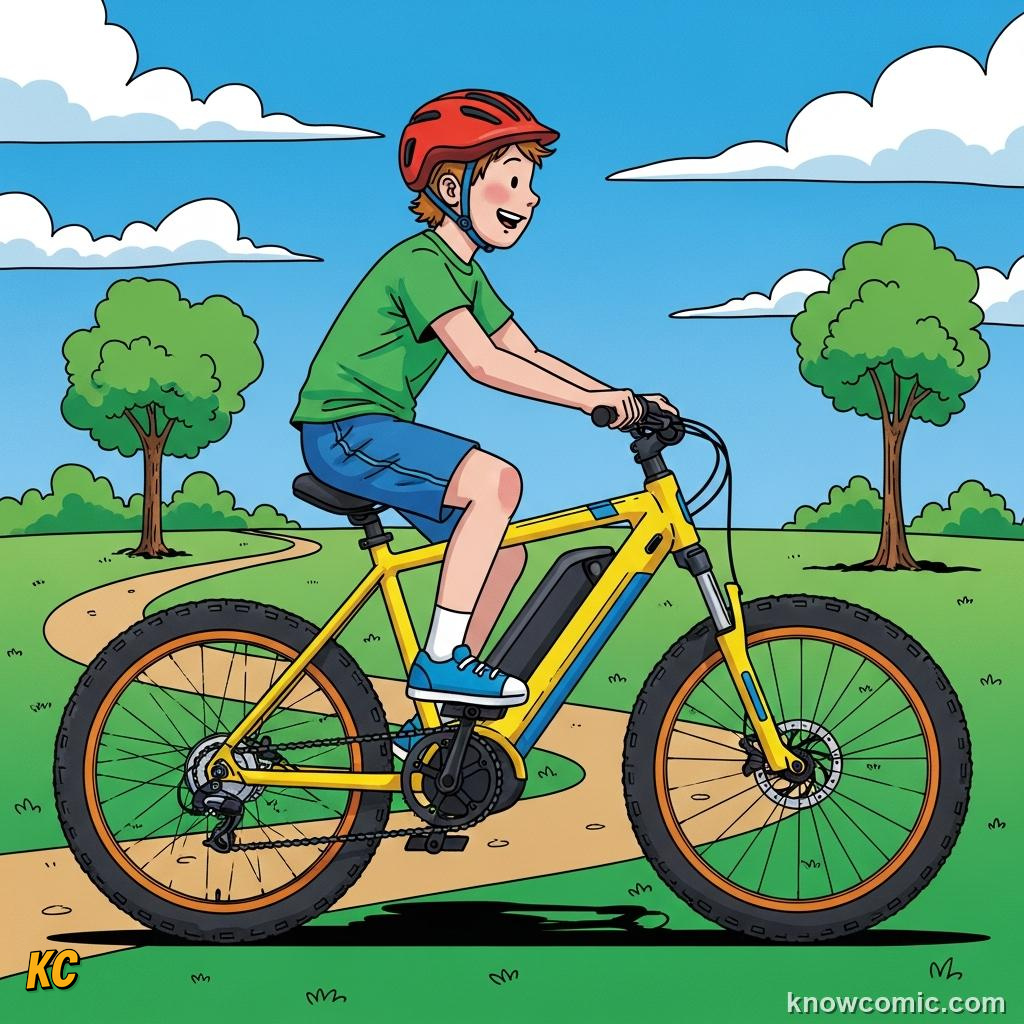 Electric bicycle climbing a steep hill with battery motor assistance