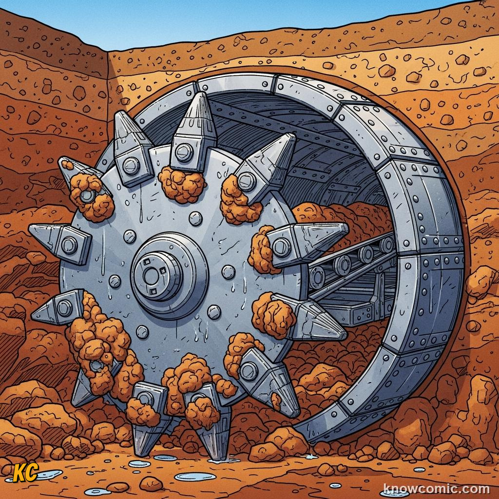 Tunnelling shield machine boring through London clay to create deep tube tunnels